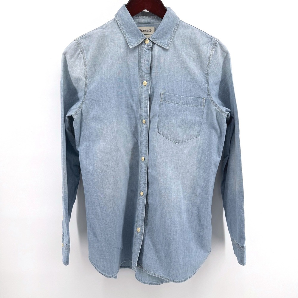 Madewell Button Down Shirt Womens Small Blue Chambray Classic Western Preppy Top